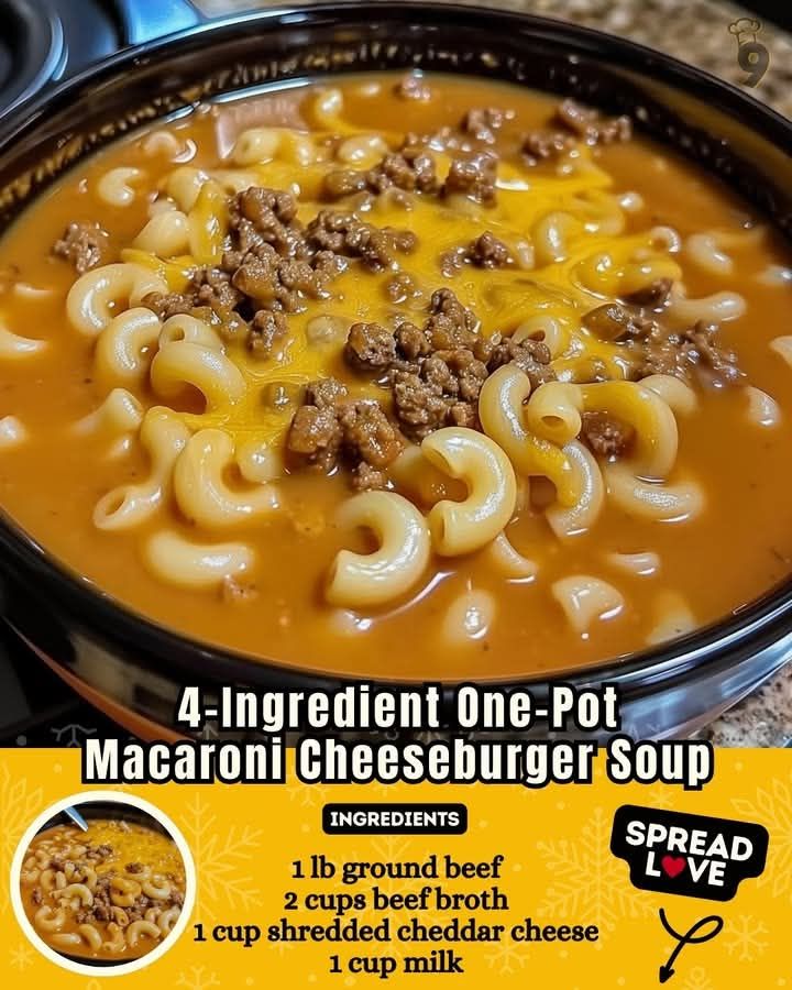 4-Ingredient One-Pot Macaroni Cheeseburger Soup!