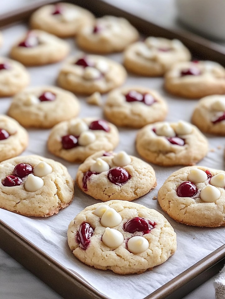 White Chocolate Cherry Shortbread Cookies