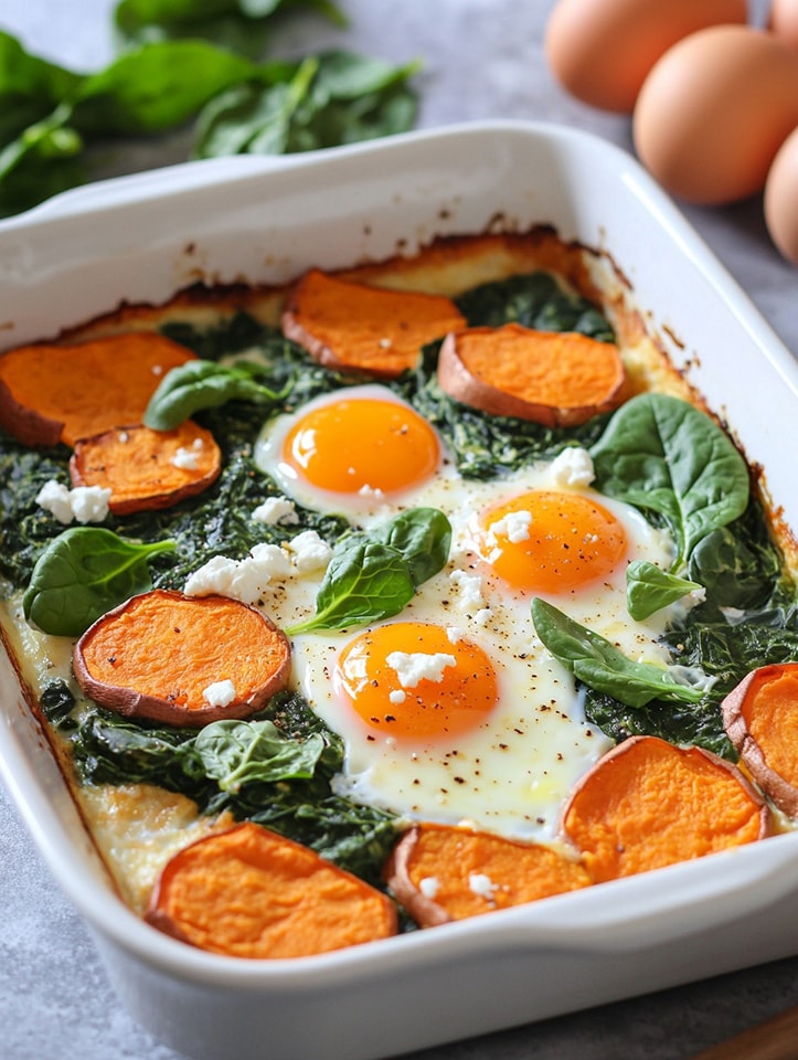 Vegan Sweet Potato & Spinach Bake