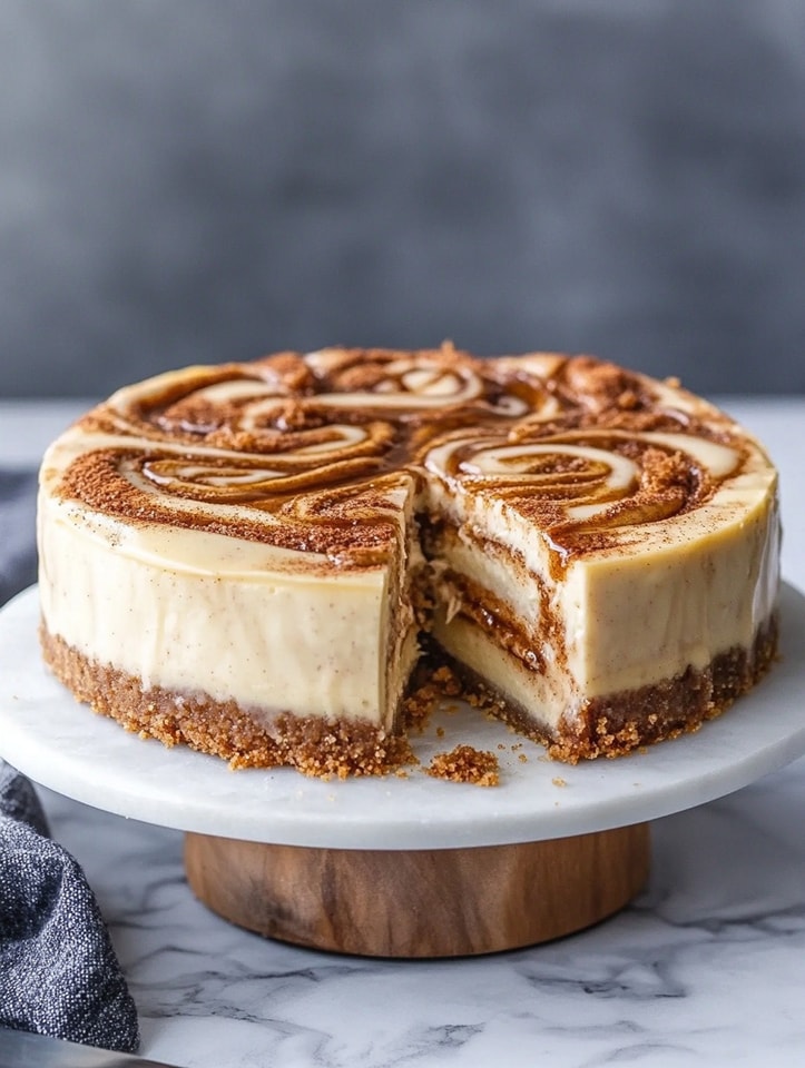 Ultimate Cinnamon Roll Honeybun Cheesecake