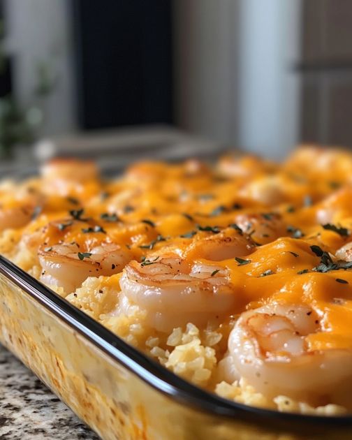 Low Carb Shrimp Rice Casserole