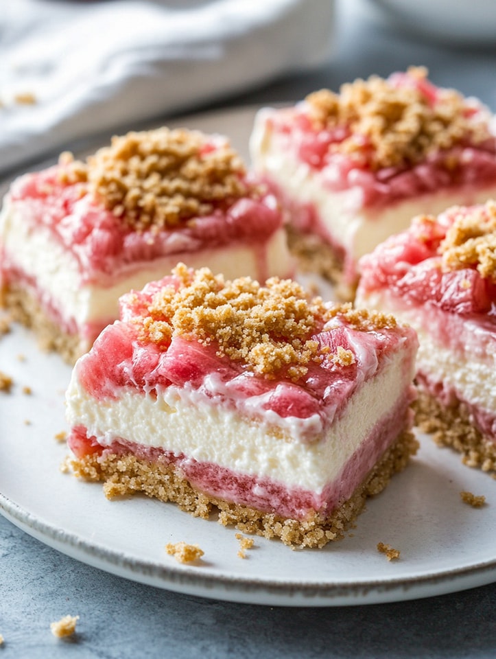 Homemade Rhubarb Cheesecake Bars