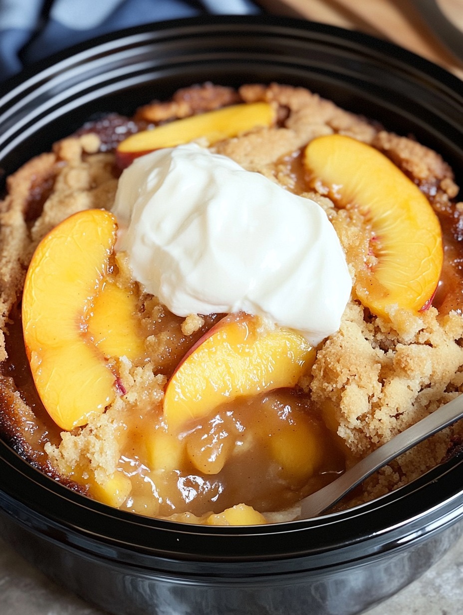 Slow Cooker Peach Cobbler