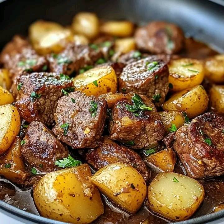 GARLIC BUTTER STEAK AND POTATOES SKILLET