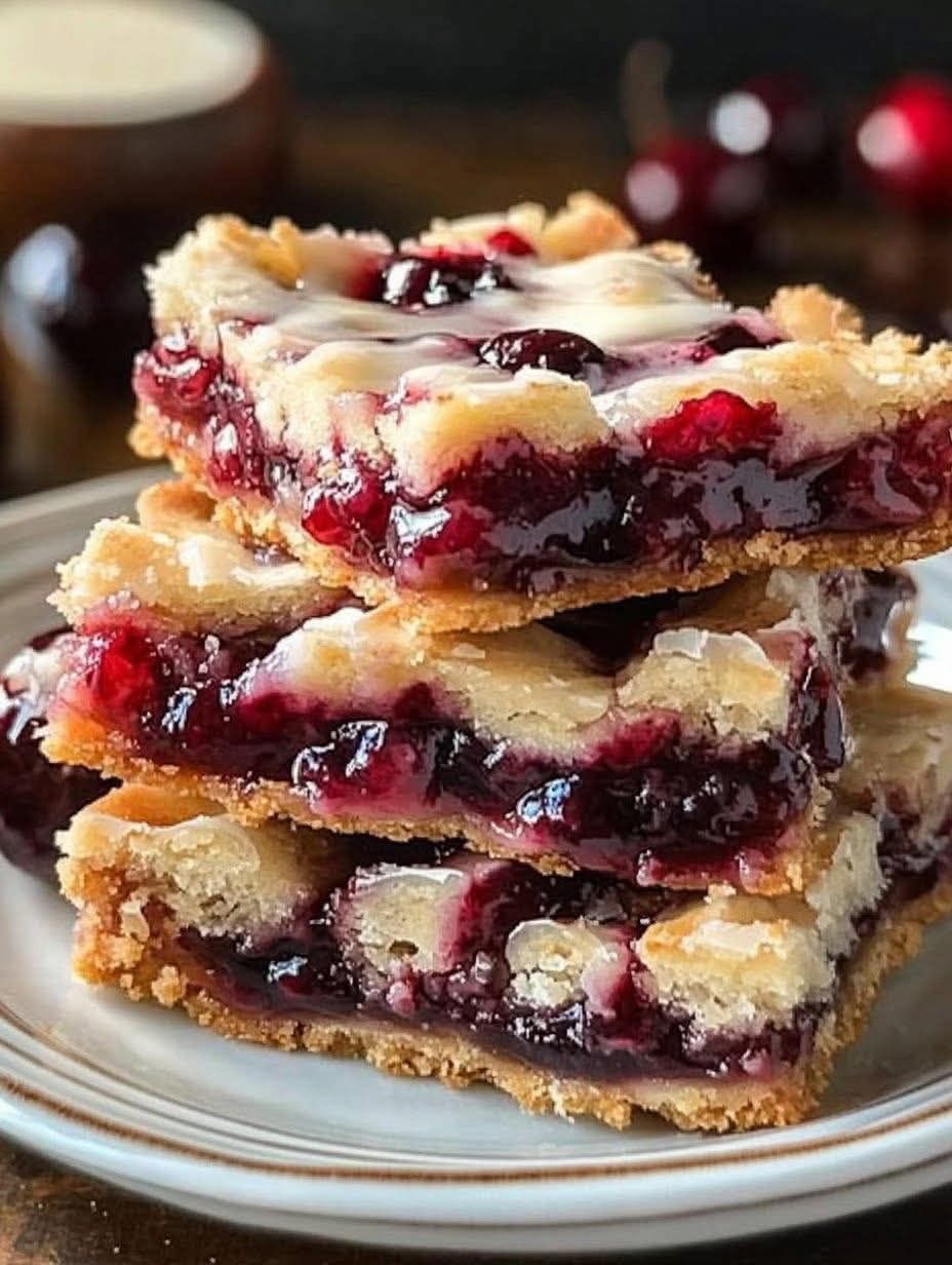 “These bars are simply delicious! I make them every year for my birthday using cherry pie filling. They’re a real crowd-pleaser that’s easy to make and serve!”