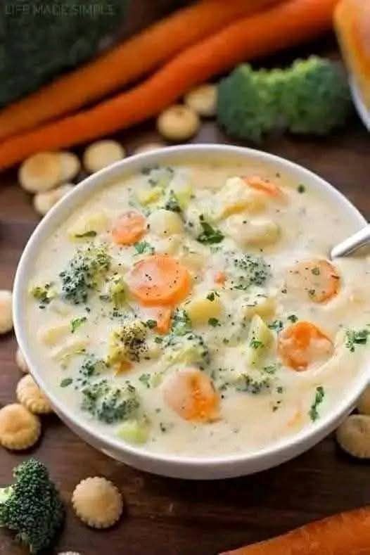 Cheesy Vegetable Chowder. serves 6
