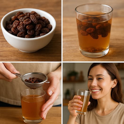 Soak raisins in water, drink liquid and you will be grateful for the resultsb
