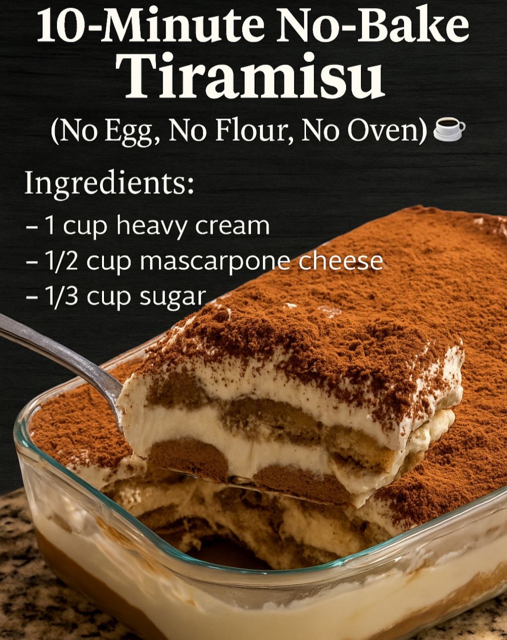 Tiramisu in 10 Minutes [No Oven, No Flour, No Egg]