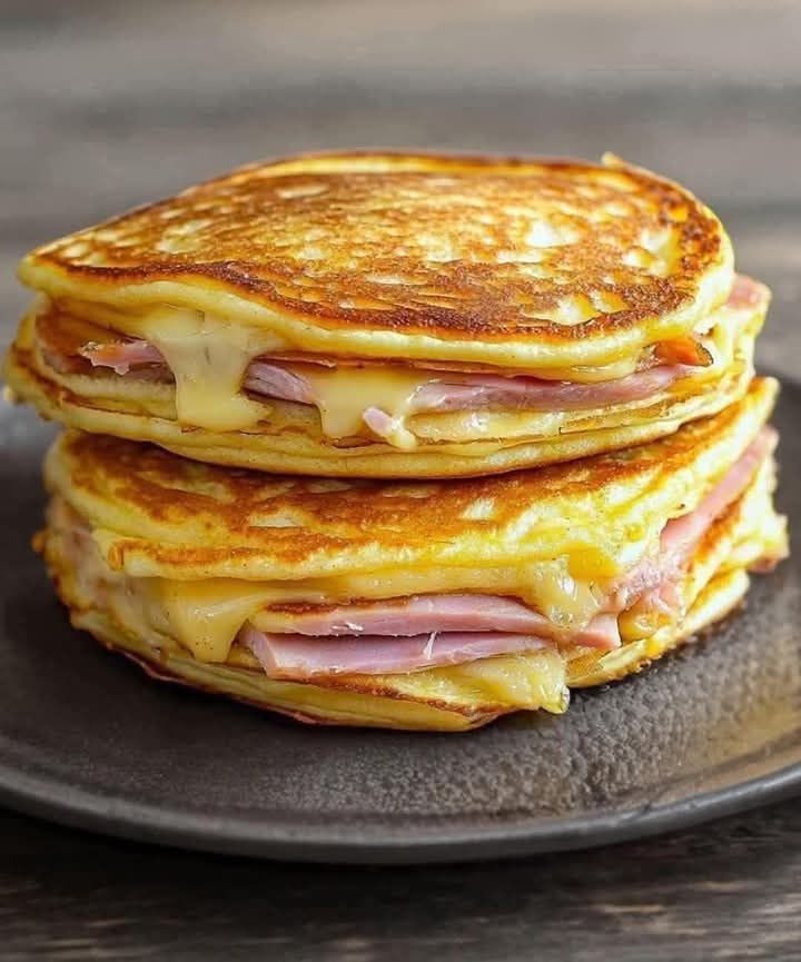 Salty Pancakes with Ham and Cheese