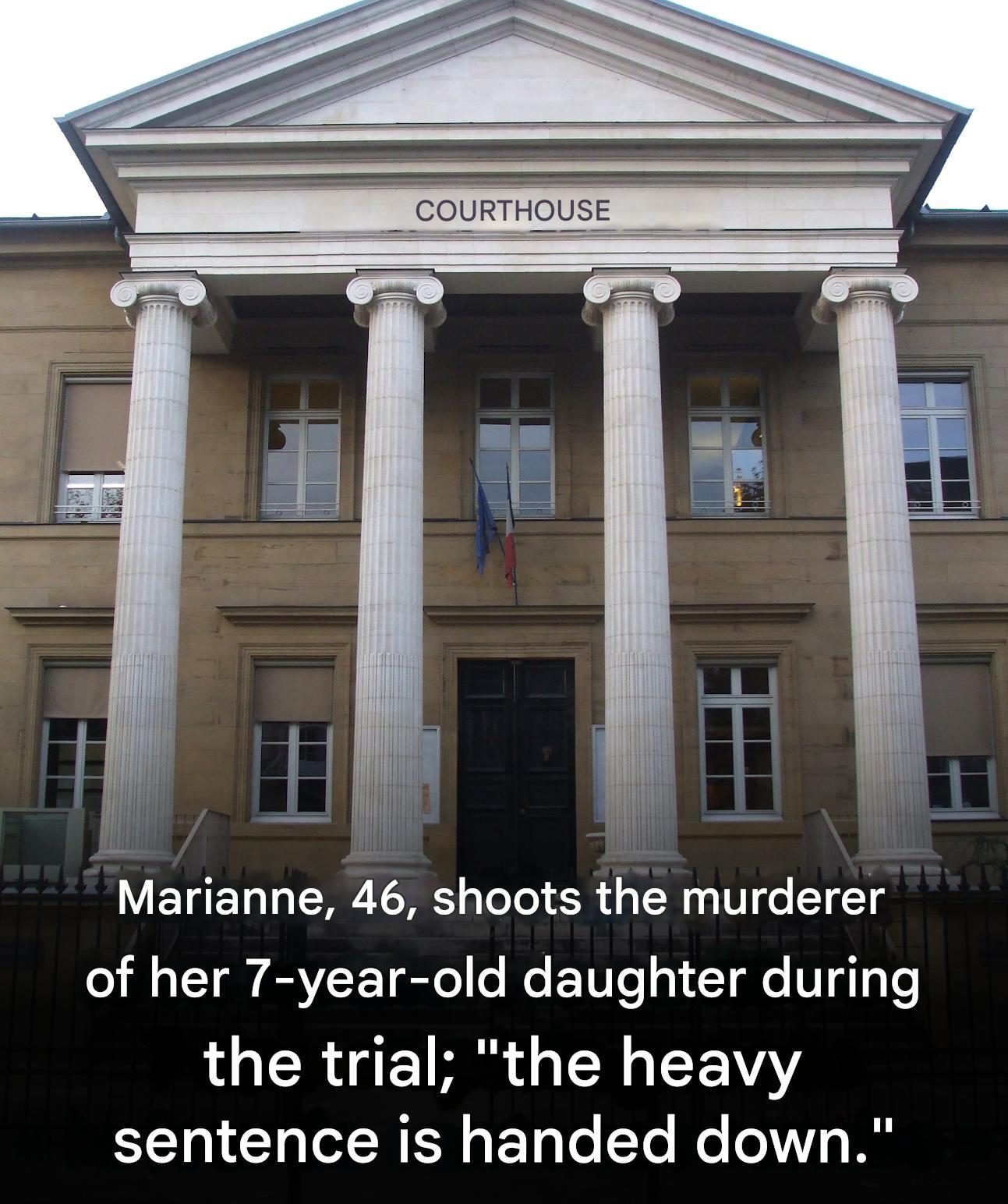 Confronted by her 7-year-old daughter’s murderer, a mother pulls out a gun and shoots him dead in the middle of the trial
