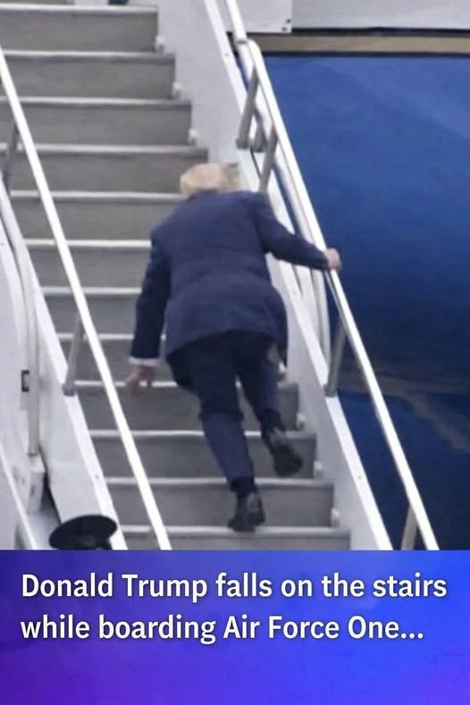 Moment of Misstep as Donald Trump Boards Air Force One!